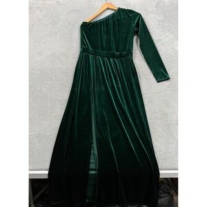 VTG DESIR‎ COUTURE Maxi Dress Womens Xs-S? Velvet Gown Sash High Slit Whimsigoth
